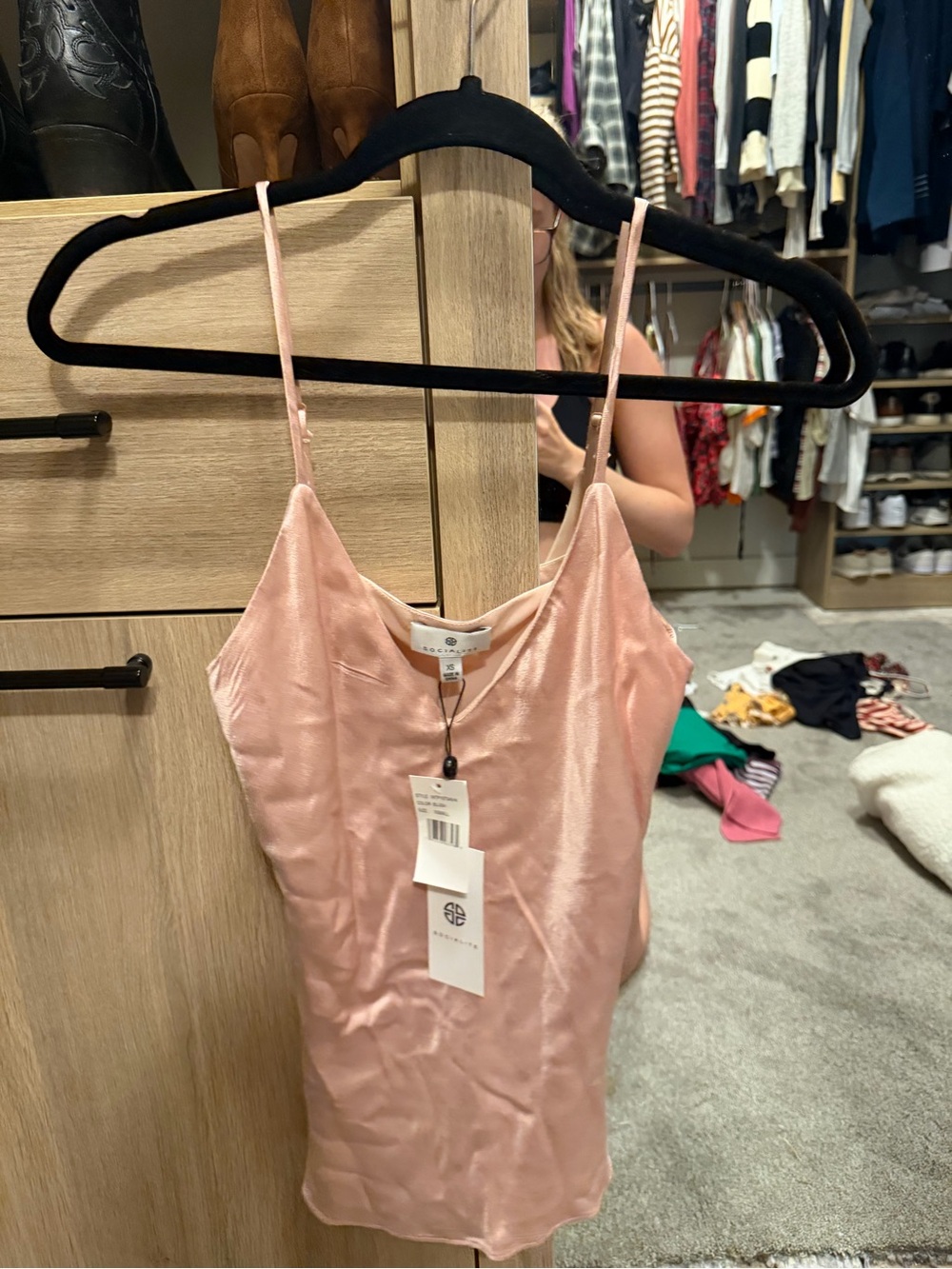 Socialite Blush Pink Satin Cami